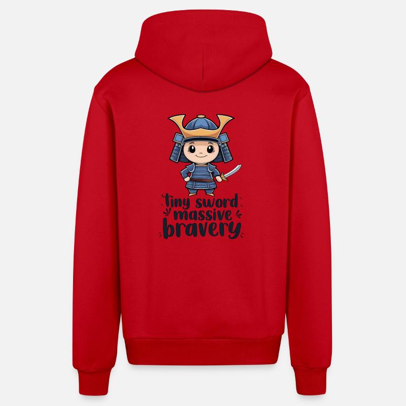 Samouraï Chibi - Veste à capuche bio décontractée fabriquée en UE - rouge