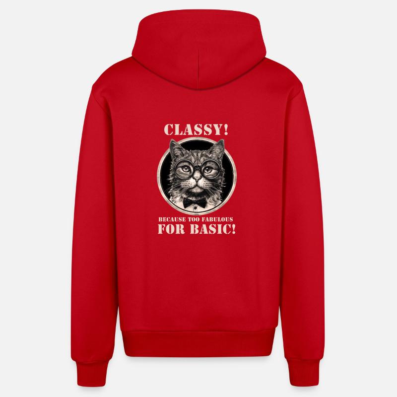 Chat - Veste à capuche bio décontractée fabriquée en UE - rouge
