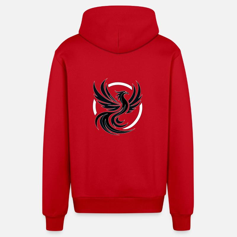 Phoenix noir et blanc - Veste à capuche bio décontractée fabriquée en UE - rouge