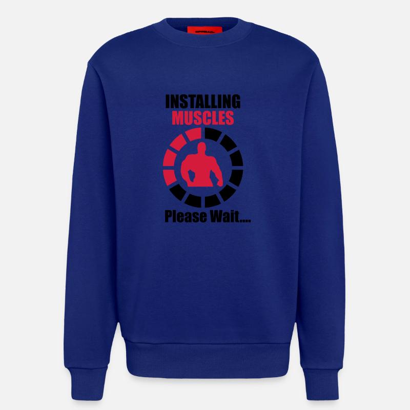 Installing Muscles (Loading) Funny - Musculation - Sweat bio décontracté fabriqué en UE - Iconic Blue
