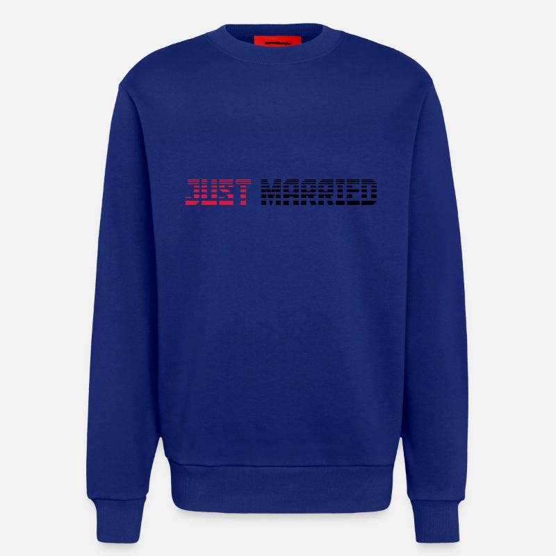 Just Married Text Logo Design - Sweatshirt - made by SPREAD  - Iconic Blue