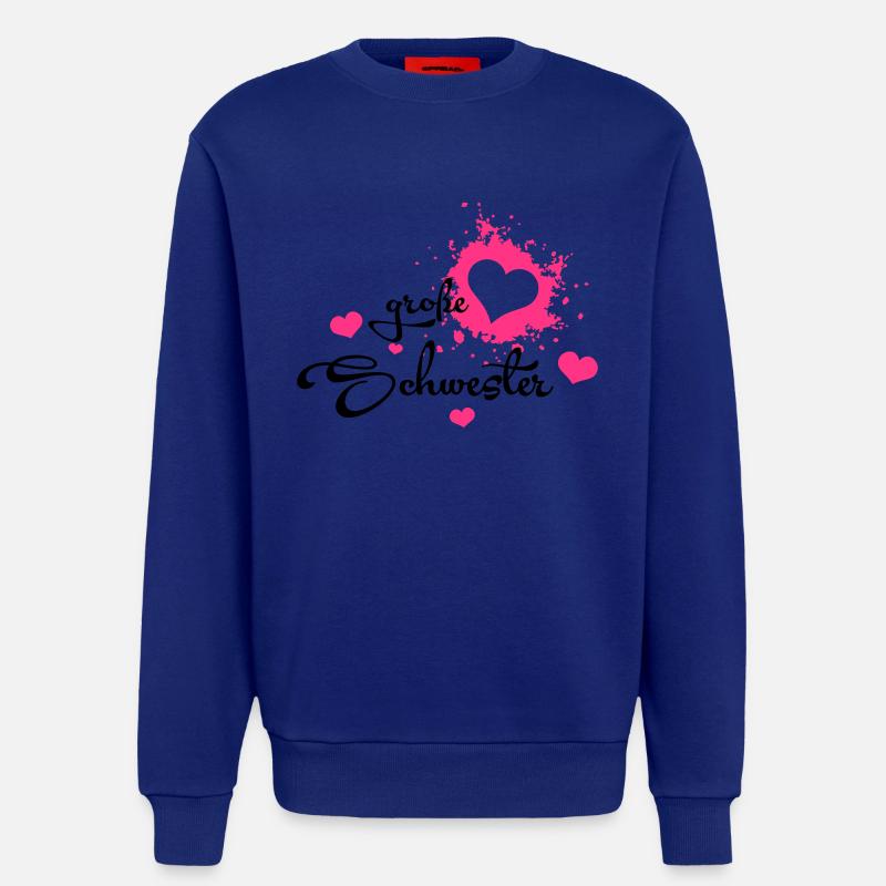 Große Schwester - Herzchen - Sweat bio décontracté fabriqué en UE - Iconic Blue