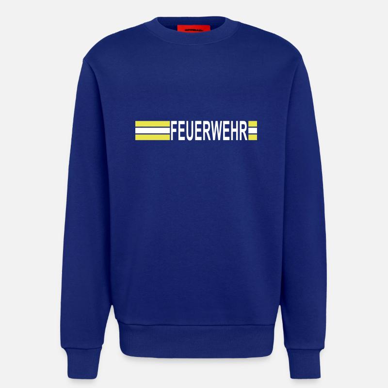 Fire Department logo stripes asymmetrically - Sweatshirt - made by SPREAD  - Iconic Blue
