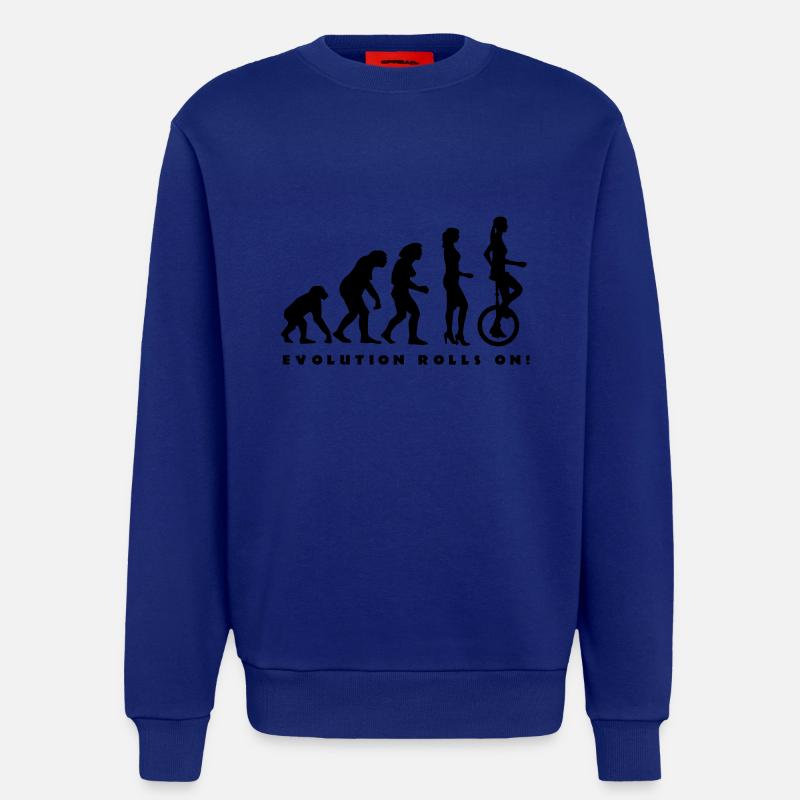 evolution_einradfahrerin_1c_b - Sweatshirt - made by SPREAD  - Iconic Blue