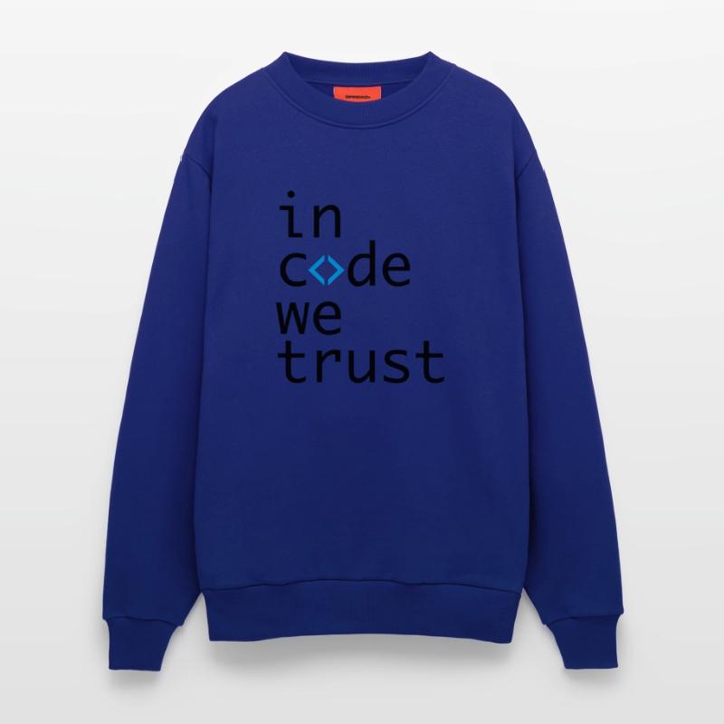 in code we trust, developer, coder Sweatshirt - made by SPREAD 