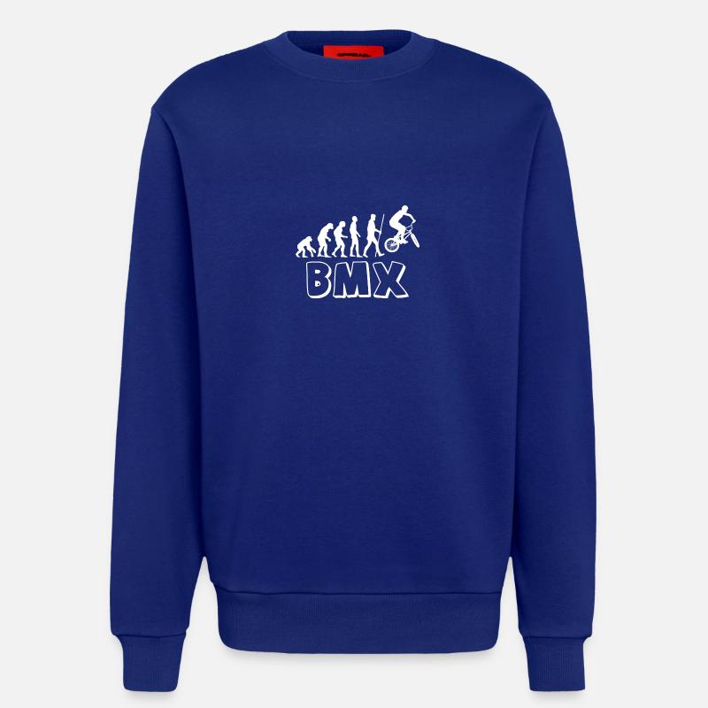 Evolution de l'humanité à BMX - Sweat bio décontracté fabriqué en UE - Iconic Blue
