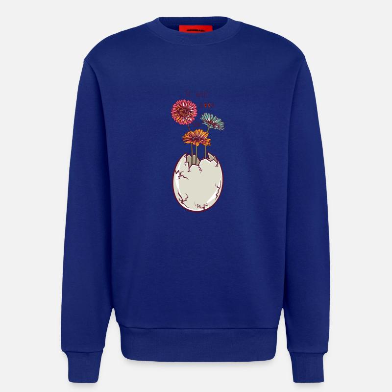 Blooming egg - eggshell - flowers - Sweatshirt - made by SPREAD  - Iconic Blue