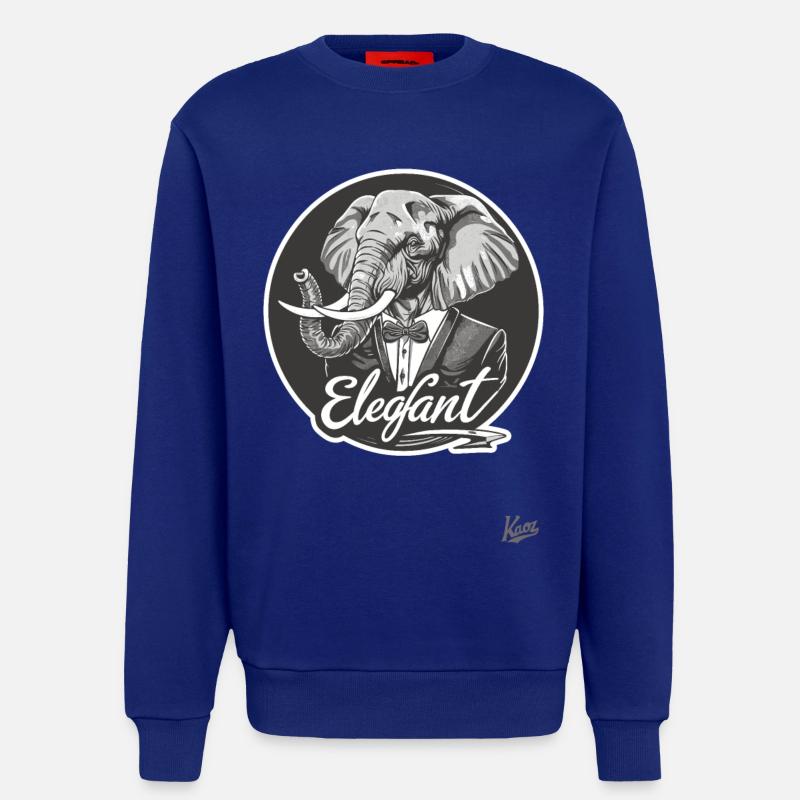 L’éléphant Eleg : l’éléphant élégant - Sweat bio décontracté fabriqué en UE - Iconic Blue