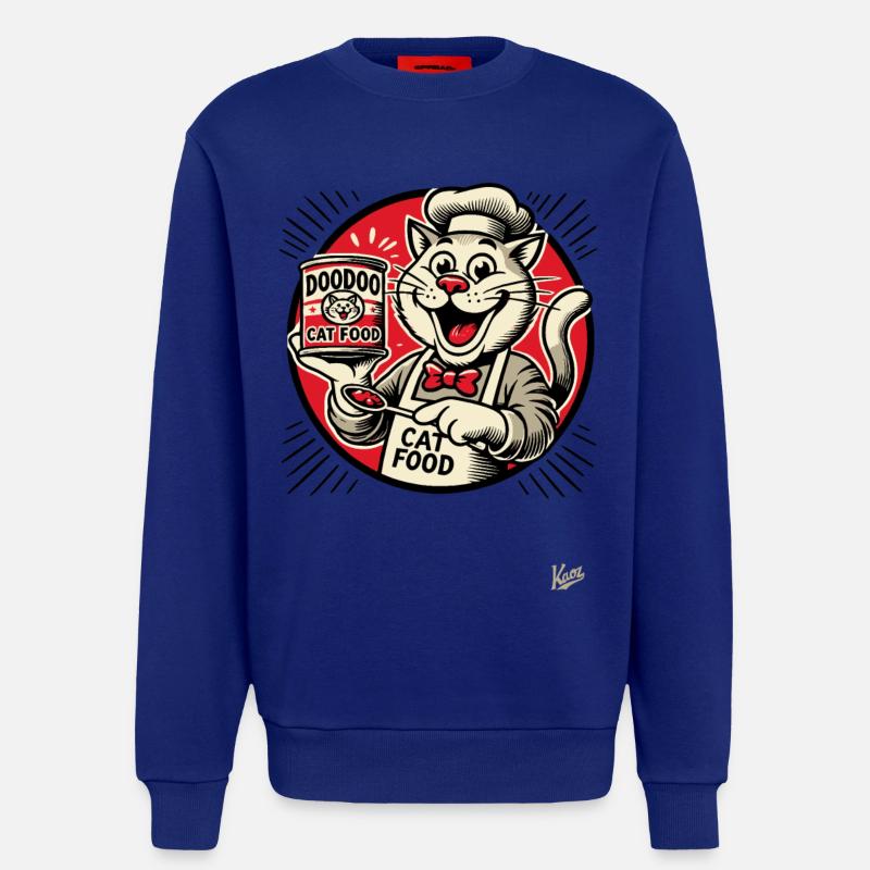 lecker DooDoo Katzenfutter mit Koch-Katze - Sweatshirt - made by SPREAD - Iconic Blue