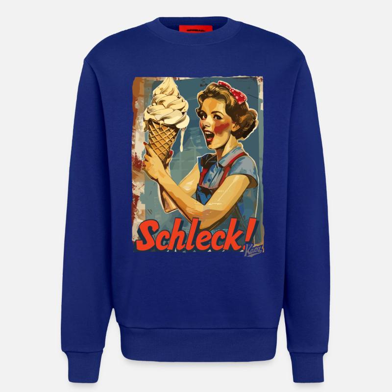 Liebe Dame mit riesigem Waffel-Eis - Sweatshirt - made by SPREAD - Iconic Blue