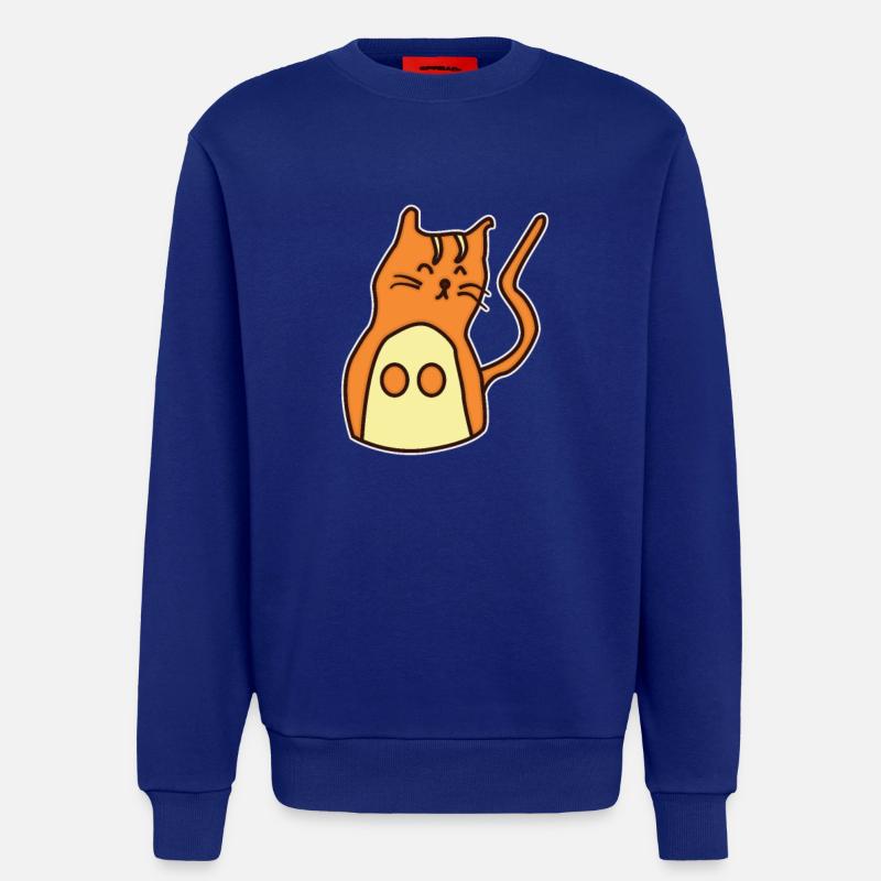 Chat dessiné à la main - Sweat bio décontracté fabriqué en UE - Iconic Blue