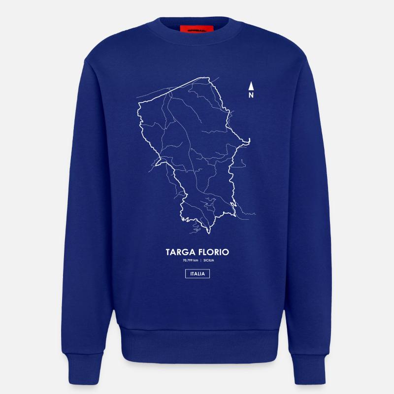 TARGA FLORIO 72 km - SICILY Track Map - Sweatshirt - made by SPREAD  - Iconic Blue