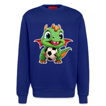 02 Bébé Dragon avec Football Enfant Photo Drôle - Sweat bio décontracté fabriqué en UE - Iconic Blue - Devant