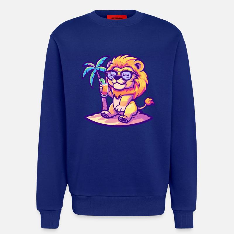 Lion Summer Beach Comic - Sweatshirt - made by SPREAD  - Iconic Blue