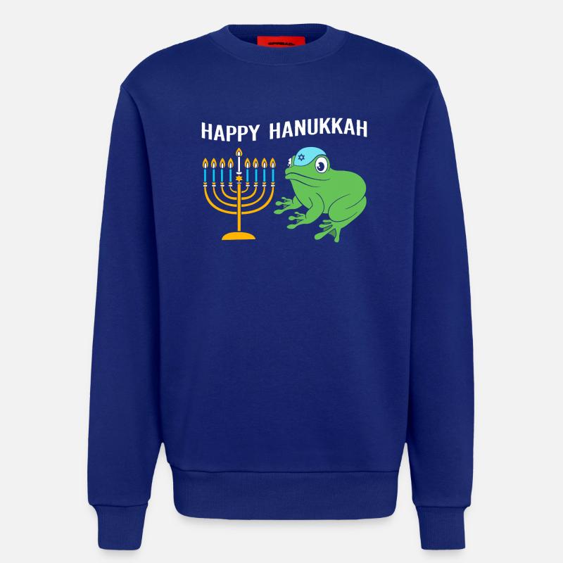 Hanoukka Hanoukka Hanoukka Grenouille - Sweat bio décontracté fabriqué en UE - Iconic Blue