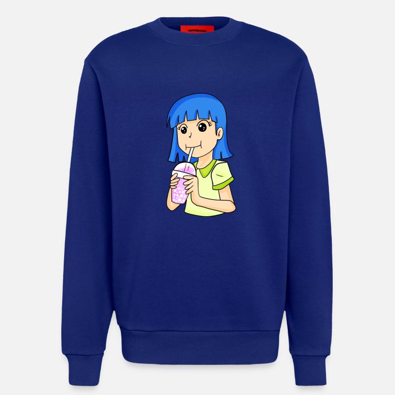 Anime Mädchen mit bubble tea - Sweatshirt - made by SPREAD  - Iconic Blue