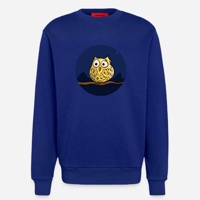 Cute owl at night - Sweat bio décontracté fabriqué en UE - Iconic Blue
