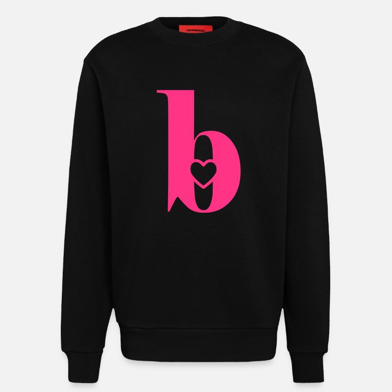 Buchstabe b Anfangsbuchstabe mit Herz - Sweatshirt - made by SPREAD  - SOLID BLACK