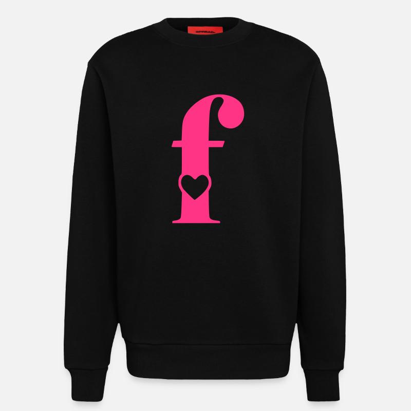 Buchstabe f Anfangsbuchstabe mit Herz - Sweatshirt - made by SPREAD  - SOLID BLACK