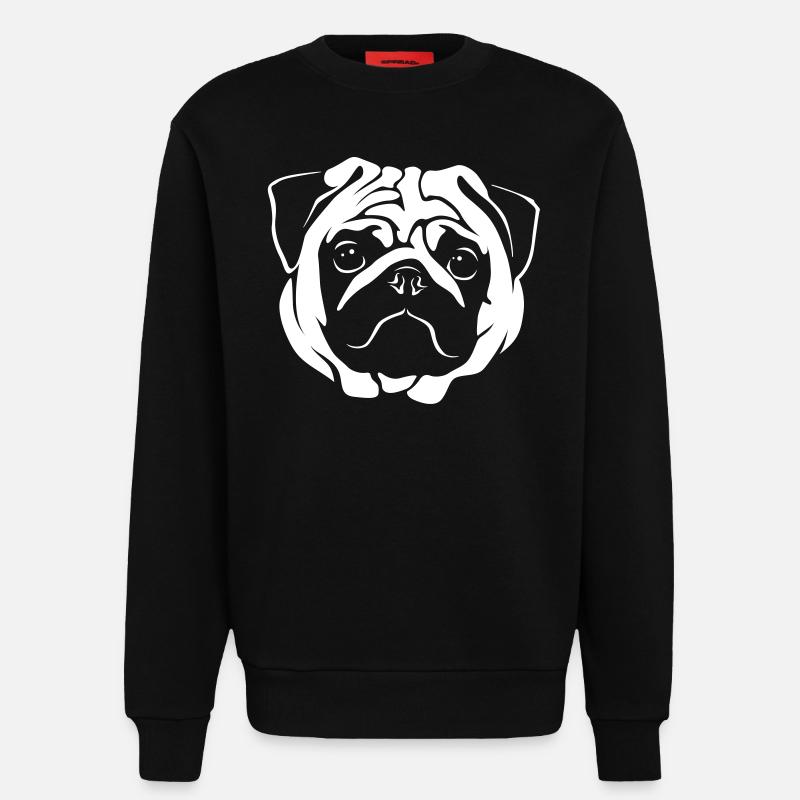 Mops Portrait - Negative Stil - Sweatshirt - made by SPREAD  - SOLID BLACK