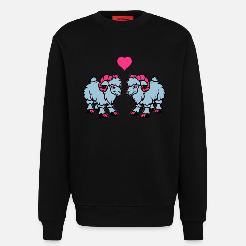 schaf comic widder love - Sweatshirt - made by SPREAD  - SOLID BLACK