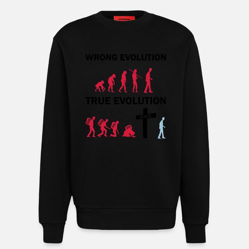 true evolution jesus - Sweatshirt - made by SPREAD  - SOLID BLACK