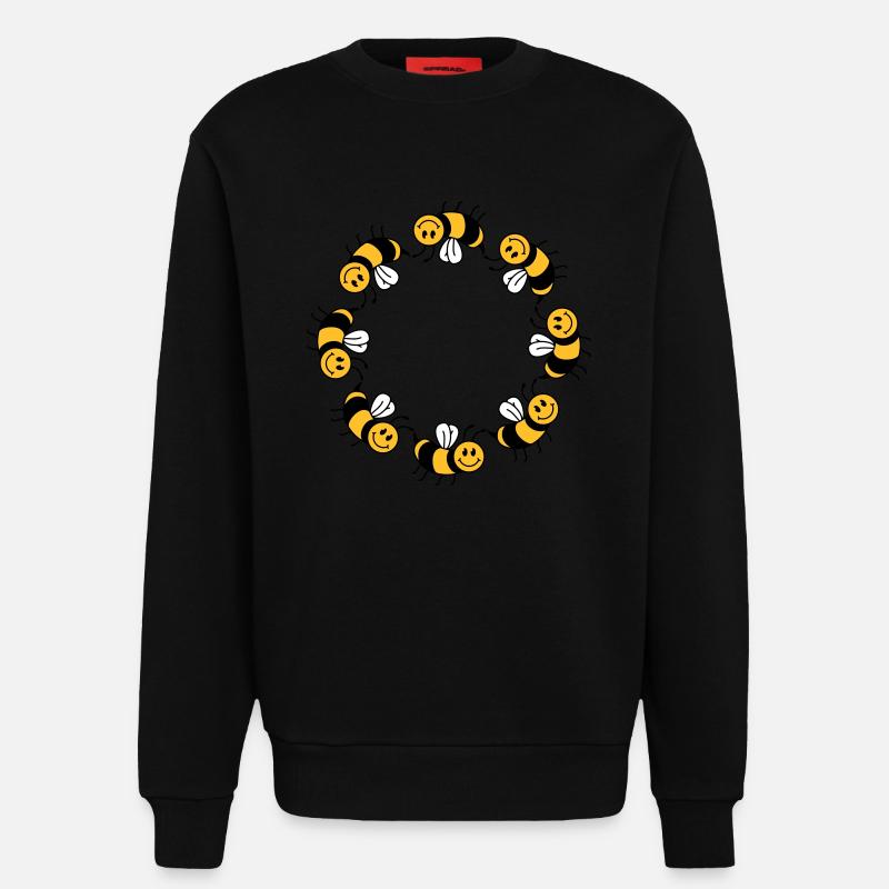 Funny bee circle pattern - Sweatshirt - made by SPREAD  - SOLID BLACK