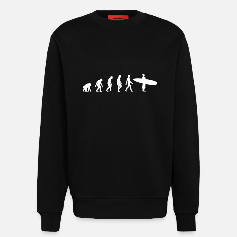 Die Evolution des Surfens - Sweatshirt - made by SPREAD  - SOLID BLACK