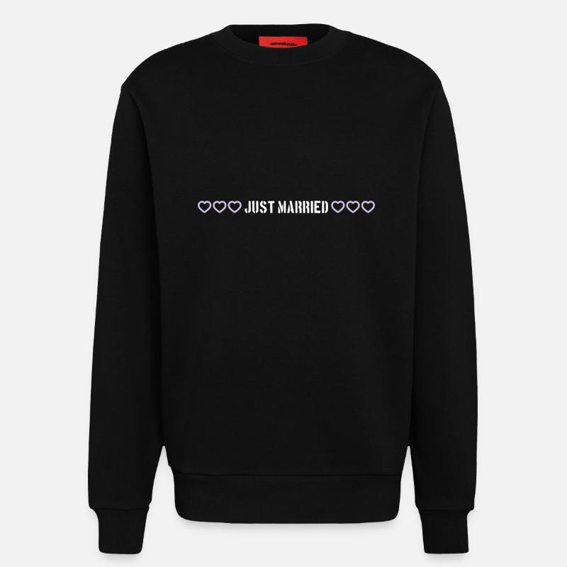 Just Married Wedding Hearts - Sweatshirt - made by SPREAD  - SOLID BLACK