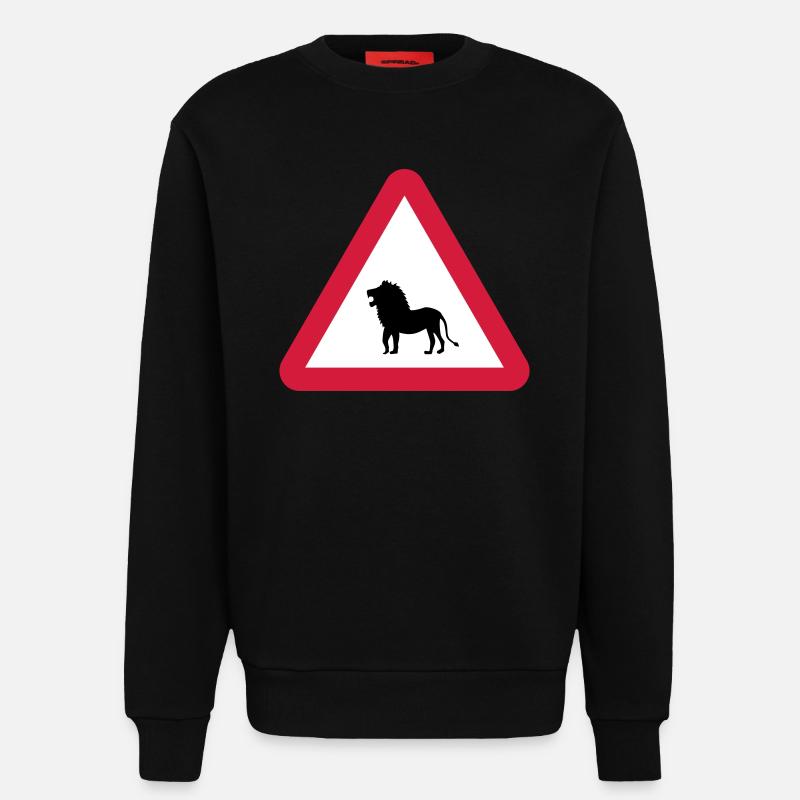 Caution Lion Warning - Sweatshirt - made by SPREAD  - SOLID BLACK