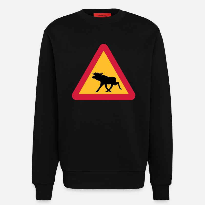 Caution Moose! - Sweatshirt - made by SPREAD  - SOLID BLACK