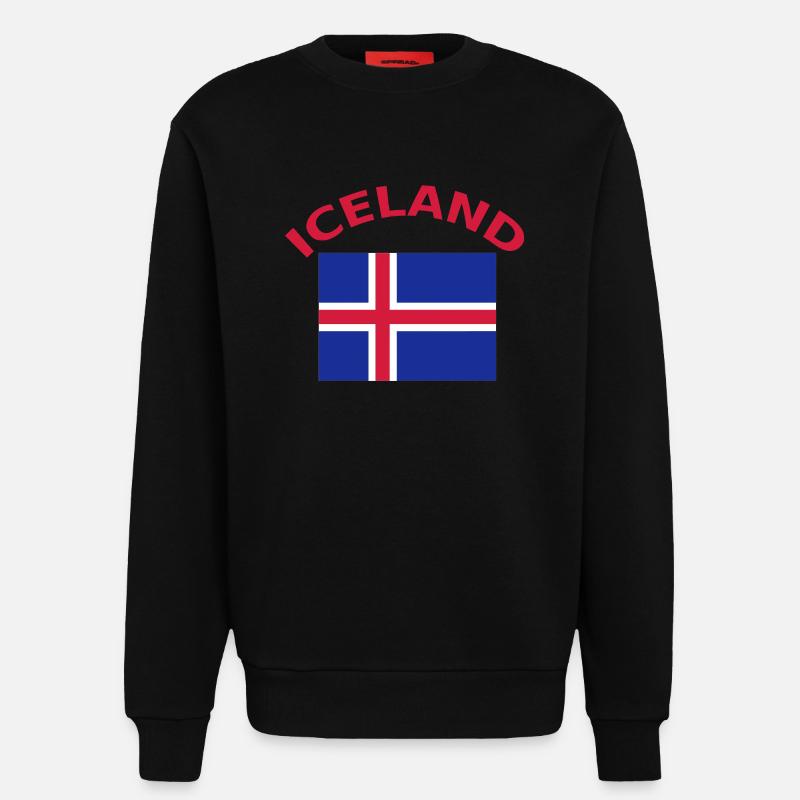 Islande, Islande, drapeau, drapeau - Sweat bio décontracté fabriqué en UE - SOLID BLACK