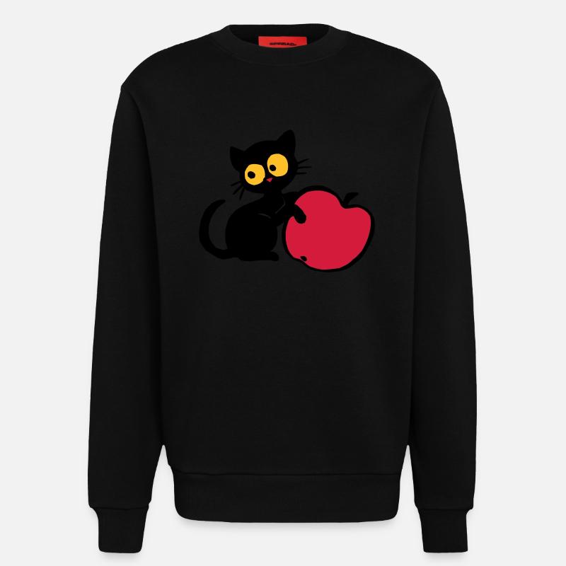 Kätzchen mit Apfel - Sweatshirt - made by SPREAD  - SOLID BLACK