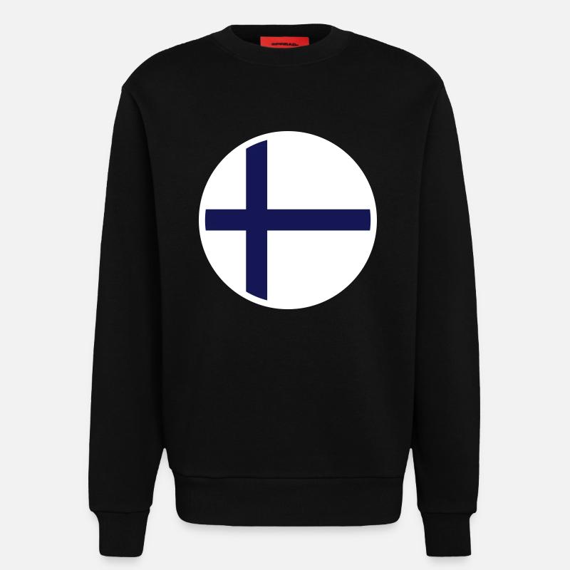 Drapeau de la Finlande Drapeau - Sweat bio décontracté fabriqué en UE - SOLID BLACK