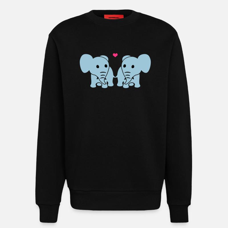 Les éléphants dans l'amour - Sweat bio décontracté fabriqué en UE - SOLID BLACK