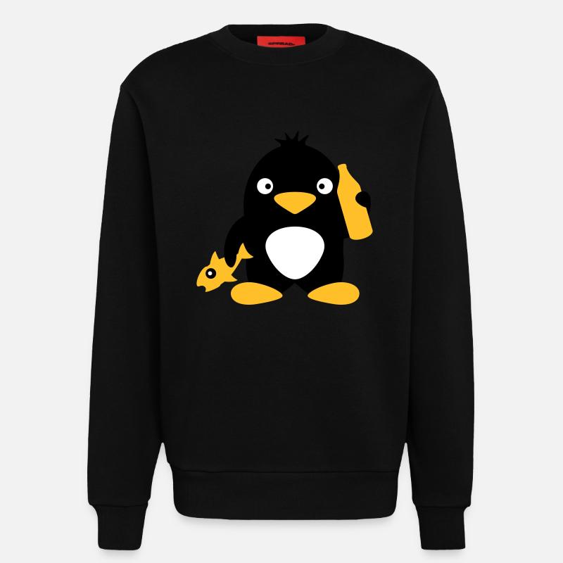 Fish And Beer Penguin - Sweatshirt - made by SPREAD  - SOLID BLACK