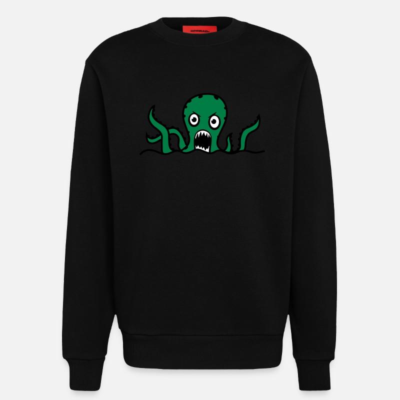 Octopus - Sweat bio décontracté fabriqué en UE - SOLID BLACK