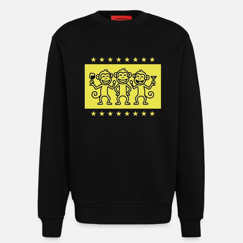 Monkey Party Team Funny - Sweatshirt - made by SPREAD  - SOLID BLACK