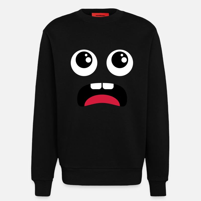 Erschrockenes Gesicht - Comic - Sweatshirt - made by SPREAD  - SOLID BLACK
