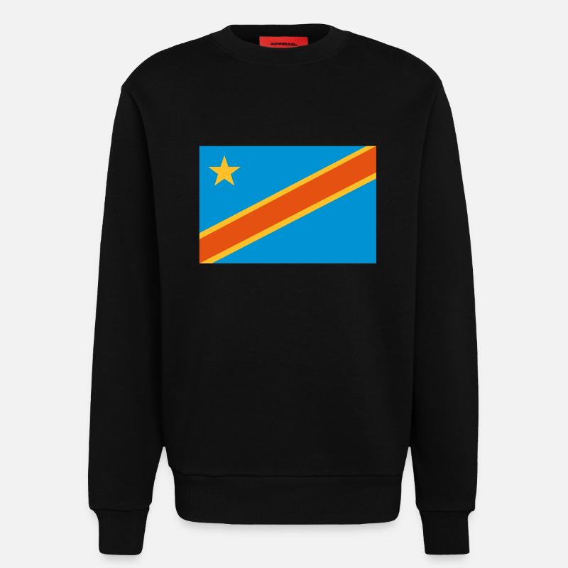drapeau Congo Kinshasa - Congo flag - Sweat bio décontracté fabriqué en UE - SOLID BLACK