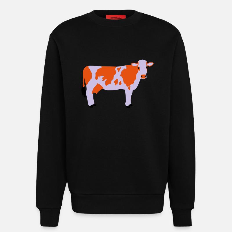 Vache 3 - Sweat bio décontracté fabriqué en UE - SOLID BLACK