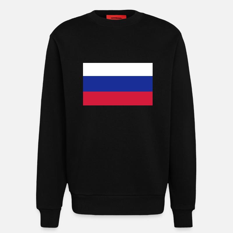 Russie, Russie, drapeau, drapeau - Sweat bio décontracté fabriqué en UE - SOLID BLACK