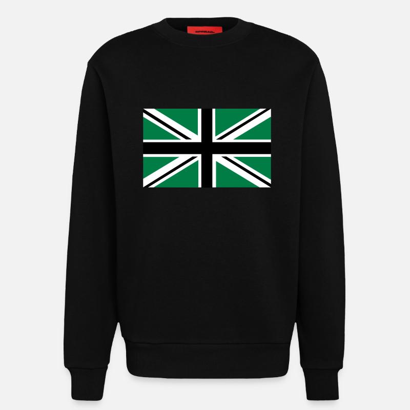 Union Jack | black-white-green | Flag flag - Sweatshirt - made by SPREAD  - SOLID BLACK