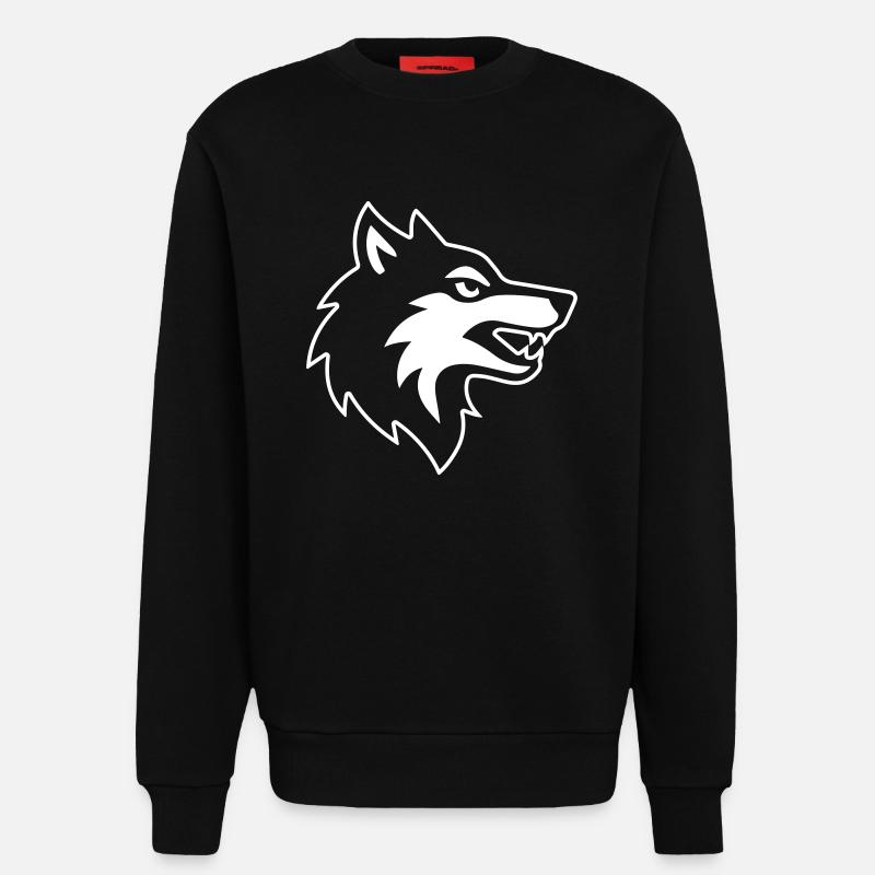 Wolf head logo icon - Sweatshirt - made by SPREAD - SOLID BLACK