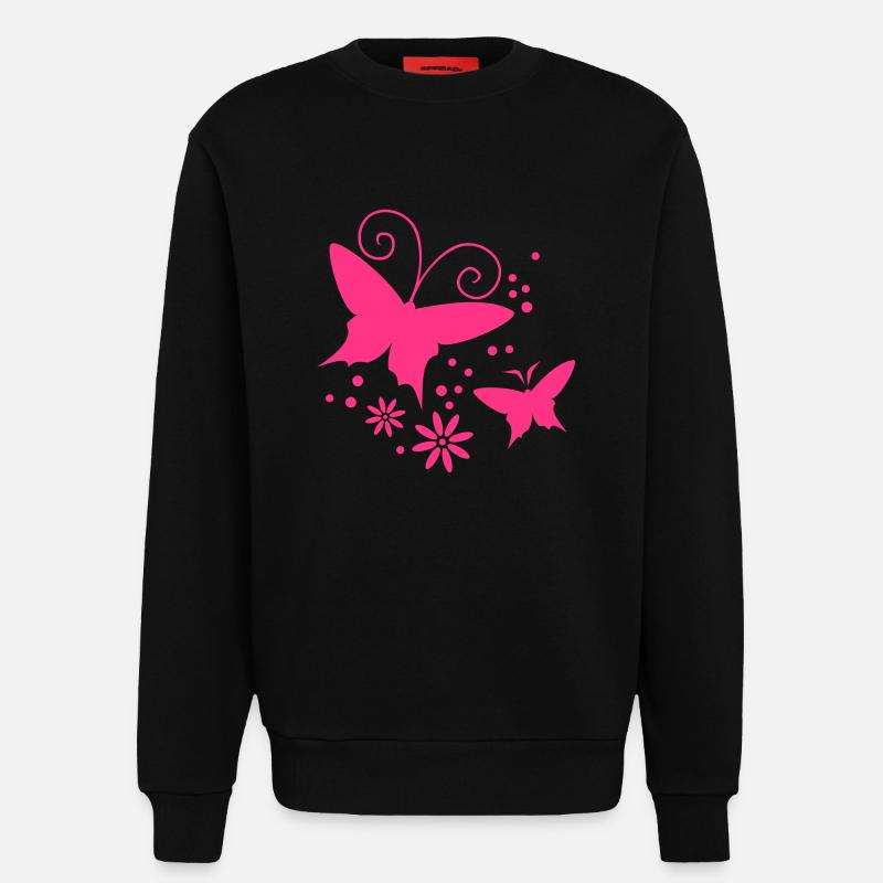 papillon souple, fleur - Sweat bio décontracté fabriqué en UE - SOLID BLACK