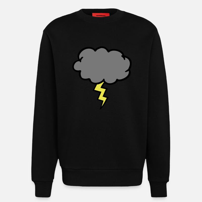 cloud thundercloud lightning thunderbolt - Sweatshirt - made by SPREAD  - SOLID BLACK