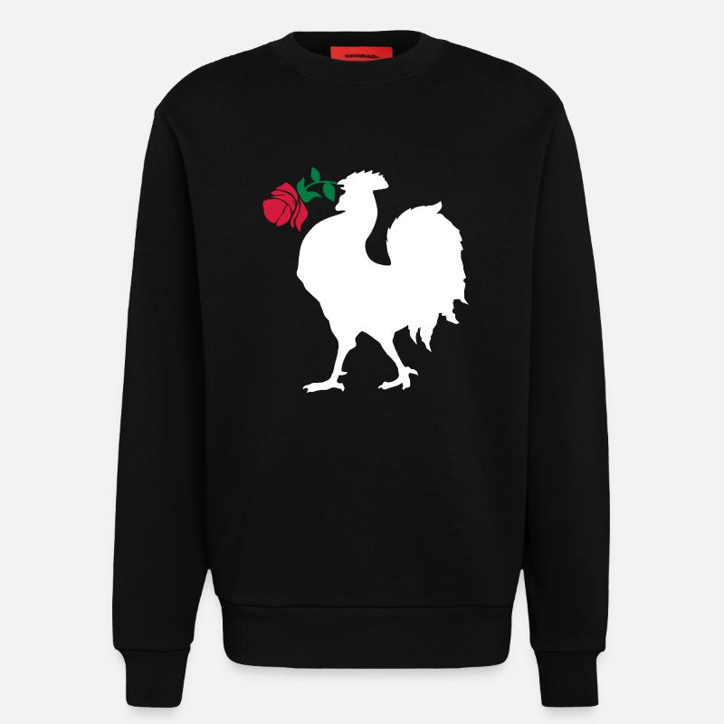 Rugby - All Bleus Coq Rose - Sweatshirt - made by SPREAD  - SOLID BLACK