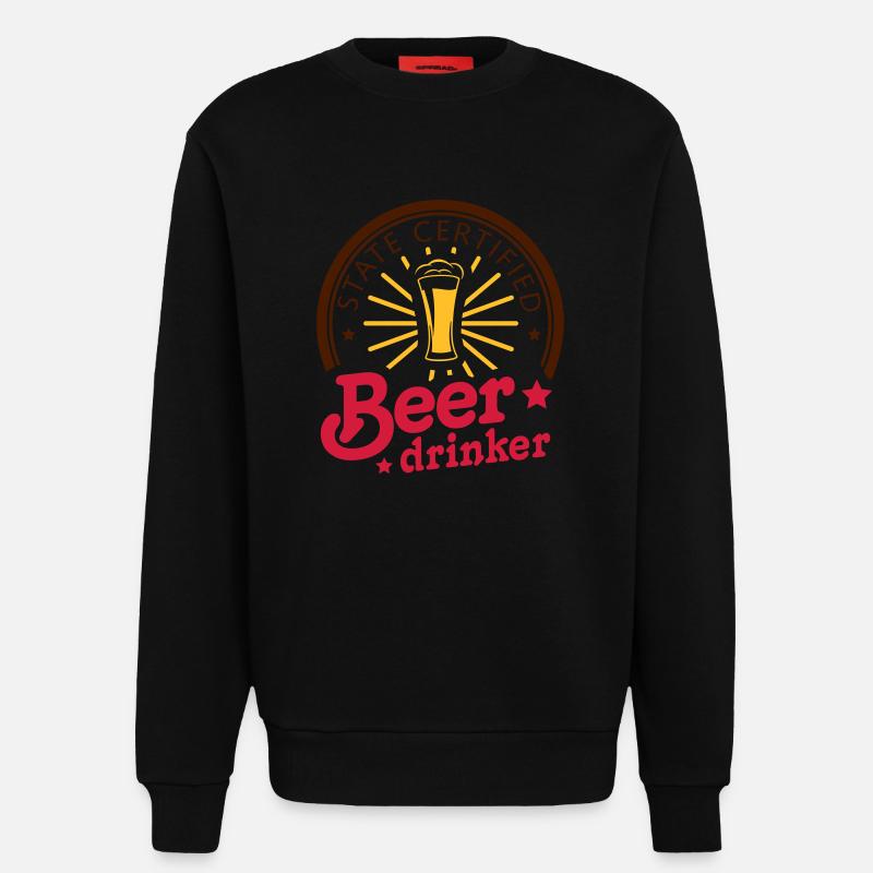 state certified beerdrinker - Sweatshirt - made by SPREAD  - SOLID BLACK