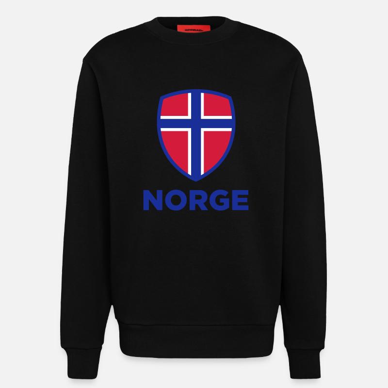 Drapeau national de Norvège - Sweat bio décontracté fabriqué en UE - SOLID BLACK