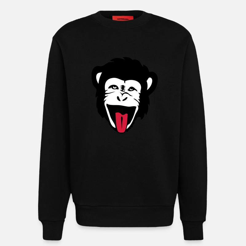 singe gorille monkey tete1 - Sweat bio décontracté fabriqué en UE - SOLID BLACK